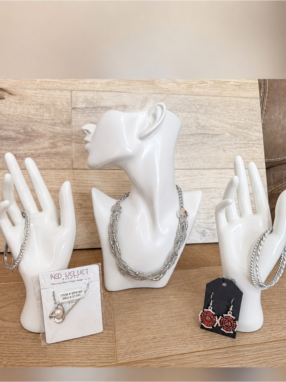 Silver Tone Jewelry Lot 7 Pc Necklace Bracelet Bangles Earrings Firefighter Wife